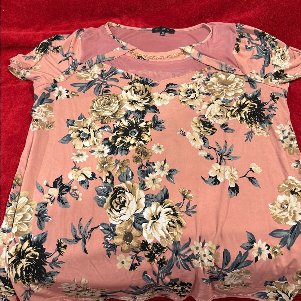 Elegant Floral Women's Blouse in Pink
